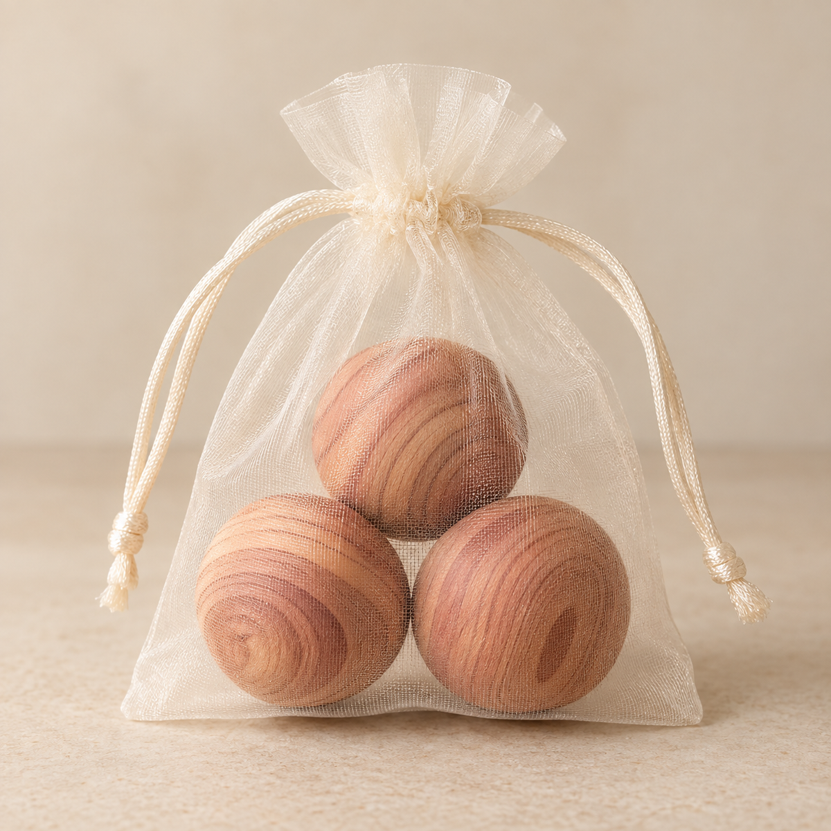 Pochon de billes de cèdre naturel antimites – Lot de 3